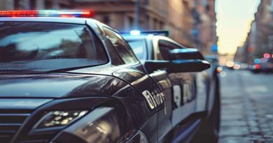 police car patrol city street