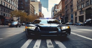 police car patrol city street