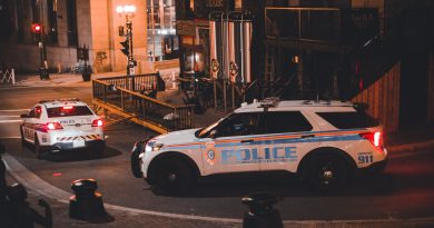 police car patrol city street