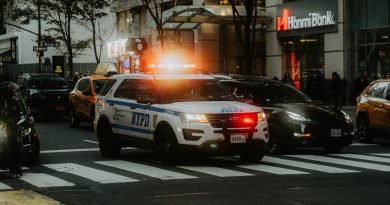 police car patrol city street