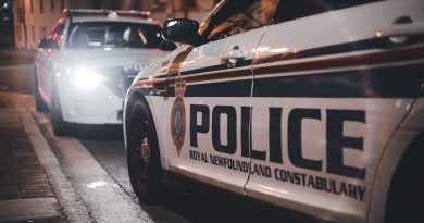 police car patrol city street