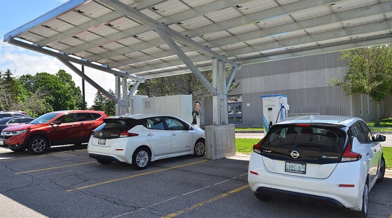 Solar canopy over EV charging stations